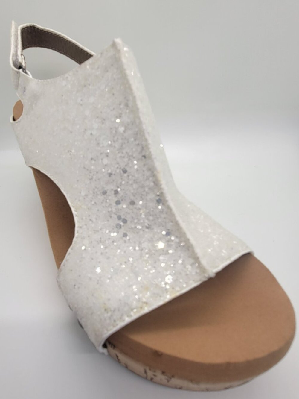 Corkys Carley Women 7 White Glitter Wedge Sandals Studded Platform Espadrille - Picture 14 of 14